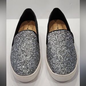 Birdies The Swift Sparkle Silver Black Ombre Slip On Loafers